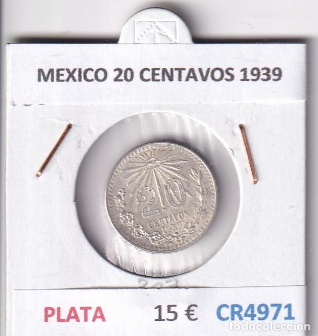Monedas antiguas de Am&eacute;rica: CR4971 MONEDA MEXICO 20 CENTAVOS 1939 PLATA