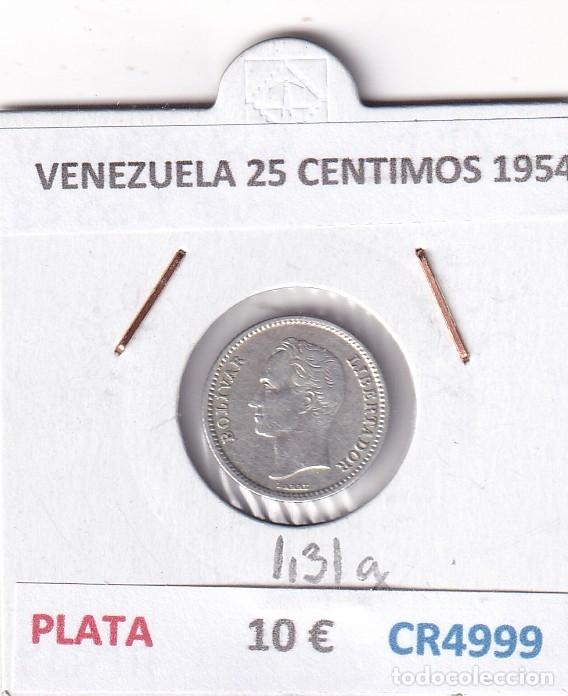 Monedas antiguas de Am&eacute;rica: CR4999 MONEDA VENEZUELA 25 CENTIMOS 1954 PLATA