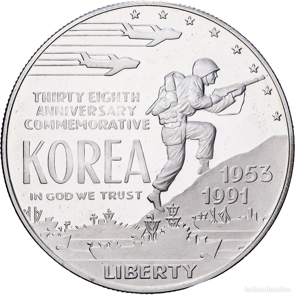 Monedas antiguas de Am&eacute;rica: [#1546074] Estados Unidos, 1 Dollar, Guerre de Cor&eacute;e, 1991, Philadelphia, Prueba, Plata