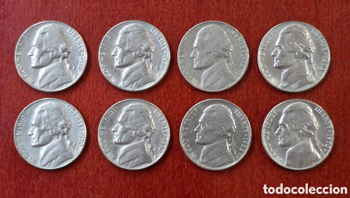 Old Coins of America: 8 Monedas Presidente Jefferson 1970 75 88 Five Cents Coin USA