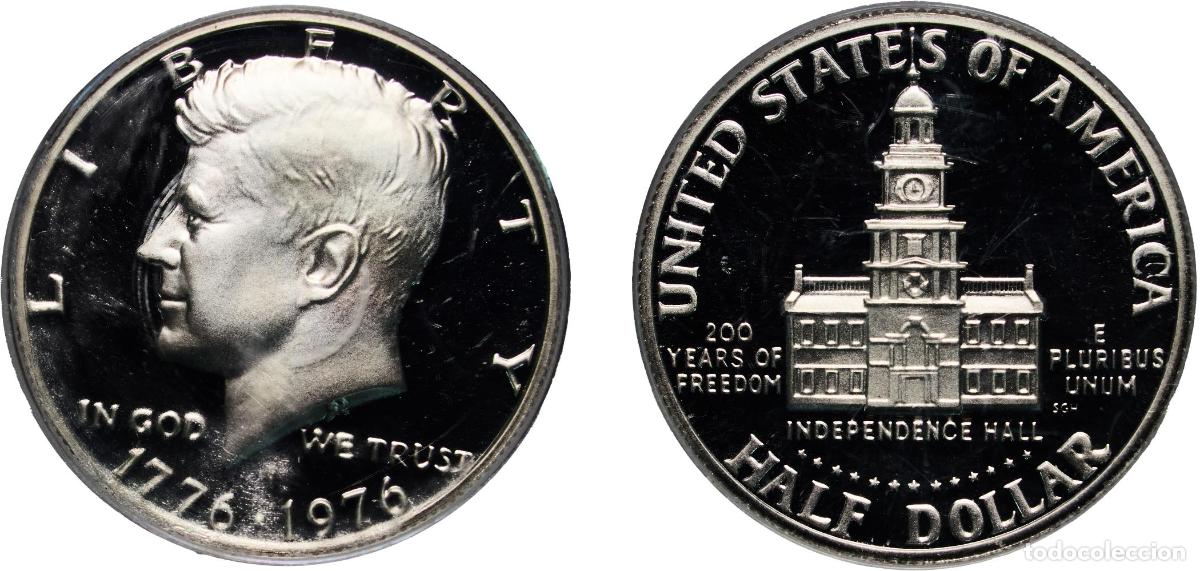 Monedas antiguas de Am&eacute;rica: &frac12; Dollar &rdquo;Kennedy Half Dollar&rdquo; (Bicentennial, Silver Issue) 1976 S