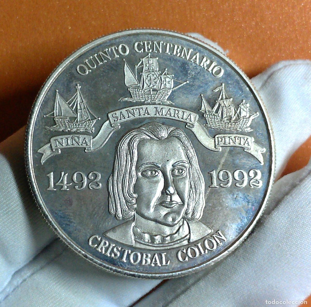 Monedas antiguas de Am&eacute;rica: 2 onzas Moneda plata 999 Crist&oacute;bal Col&oacute;n 500 a&ntilde;os V Centenario Descubrimiento Am&eacute;rica