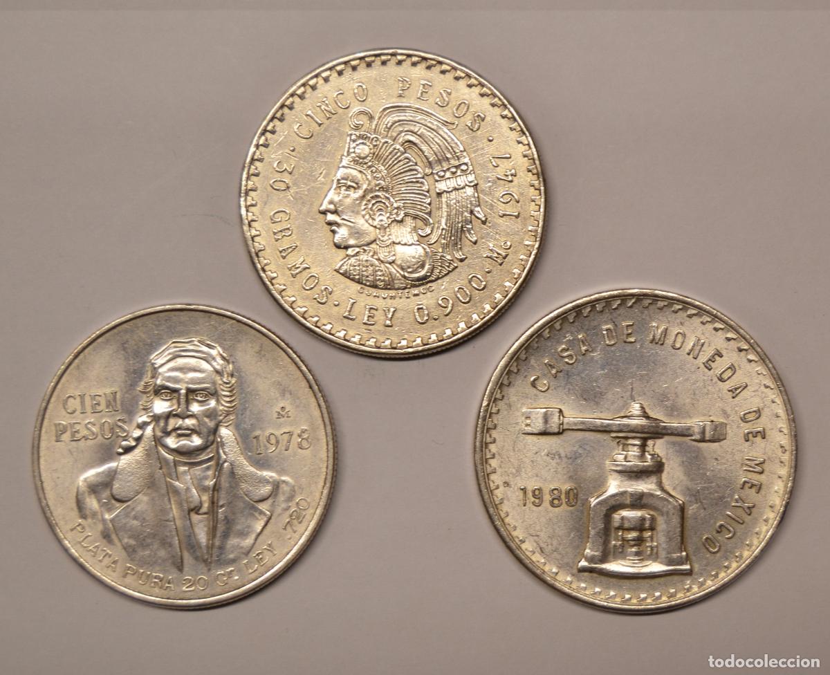Monedas antiguas de Am&eacute;rica: MEXICO - LOTE 3 MONEDAS DE PLATA - ESTADOS UNIDOS MEXICANOS - LOTE 5734