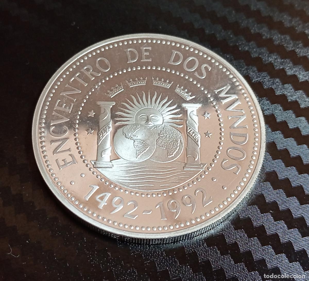 Monedas antiguas de Am&eacute;rica: Moneda Plata Columnario Encuentro 2 Dos Mundos Argentina 1000 Australes 1991