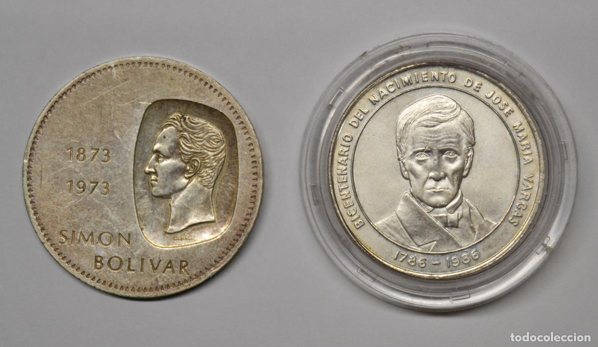 Monedas antiguas de Am&eacute;rica: VENEZUELA - LOTE DE 2 MONEDAS EN PALTA - 10 BOLIVARES y 100 BOLIVARES - LOTE 5735