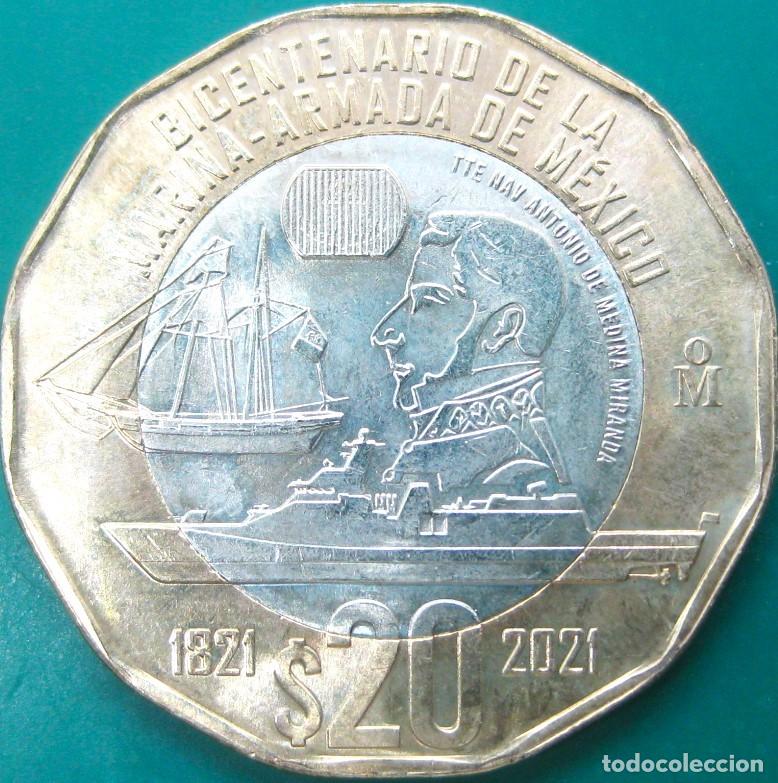 Monedas antiguas de Am&eacute;rica: M&eacute;xico, 20 Pesos ''Armada de M&eacute;xico-Bimet&aacute;lica'' KM#315./ Sin Circular.