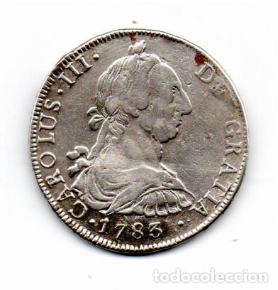 Monedas antiguas de Am&eacute;rica: BOLIVIA 1783, 8 REALES, CARLOS III, KM-55, POTOSI, AG, 27 gr, 903/1000, BC, 2 FOTOS
