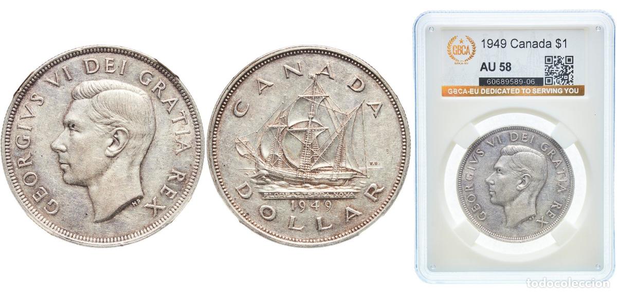 Monedas antiguas de Am&eacute;rica: Canada Commonwealth 1949 1 Dollar - George VI (Welcome Newfoundland) Silver (.800) (.800 silver .20