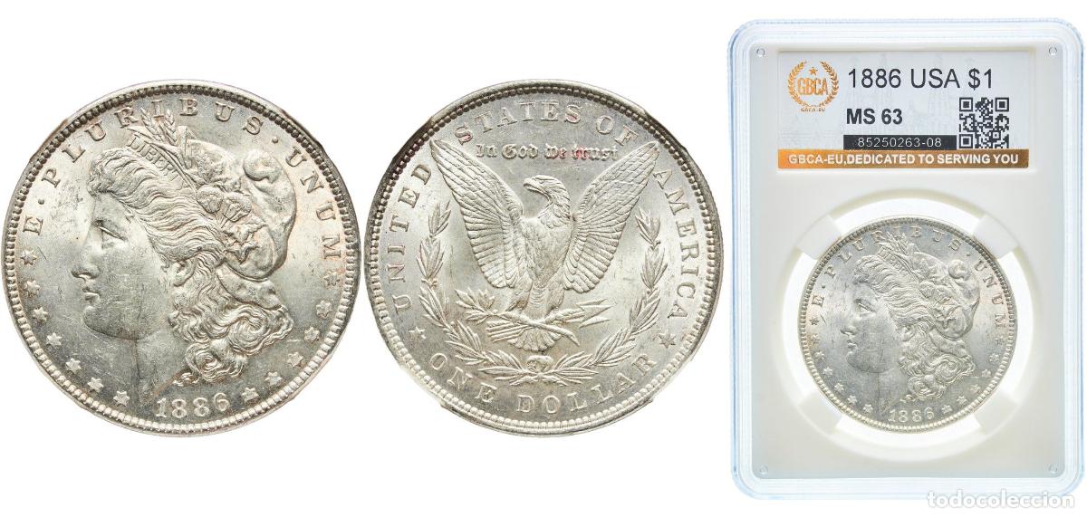 Monedas antiguas de Am&eacute;rica: United States Federal republic 1886 1 Dollar &rdquo;Morgan Dollar&rdquo; Silver (.900) (.100 copper) Philadelph