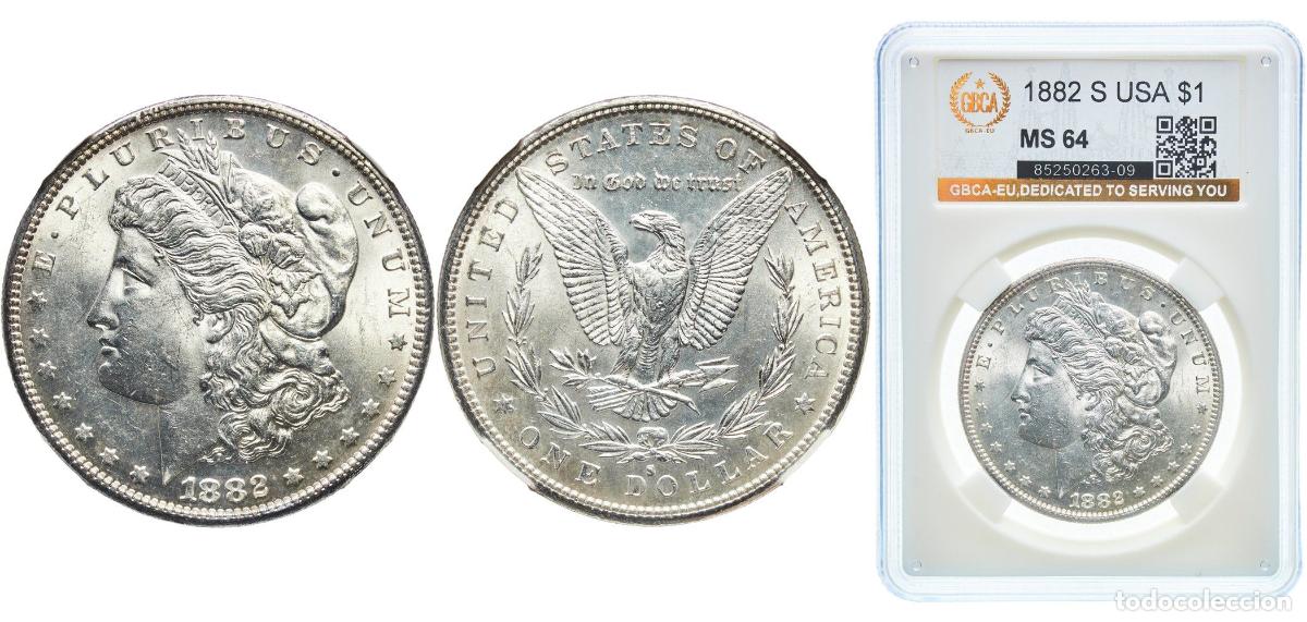 Monedas antiguas de Am&eacute;rica: United States Federal republic 1882 S 1 Dollar &rdquo;Morgan Dollar&rdquo; Silver (.900) (.100 copper) San Fran