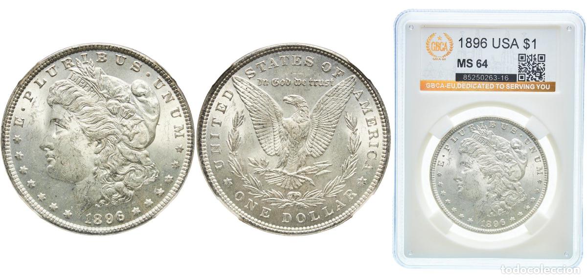 Monedas antiguas de Am&eacute;rica: United States Federal republic 1896 1 Dollar &rdquo;Morgan Dollar&rdquo; Silver (.900) (.100 copper) Philadelph