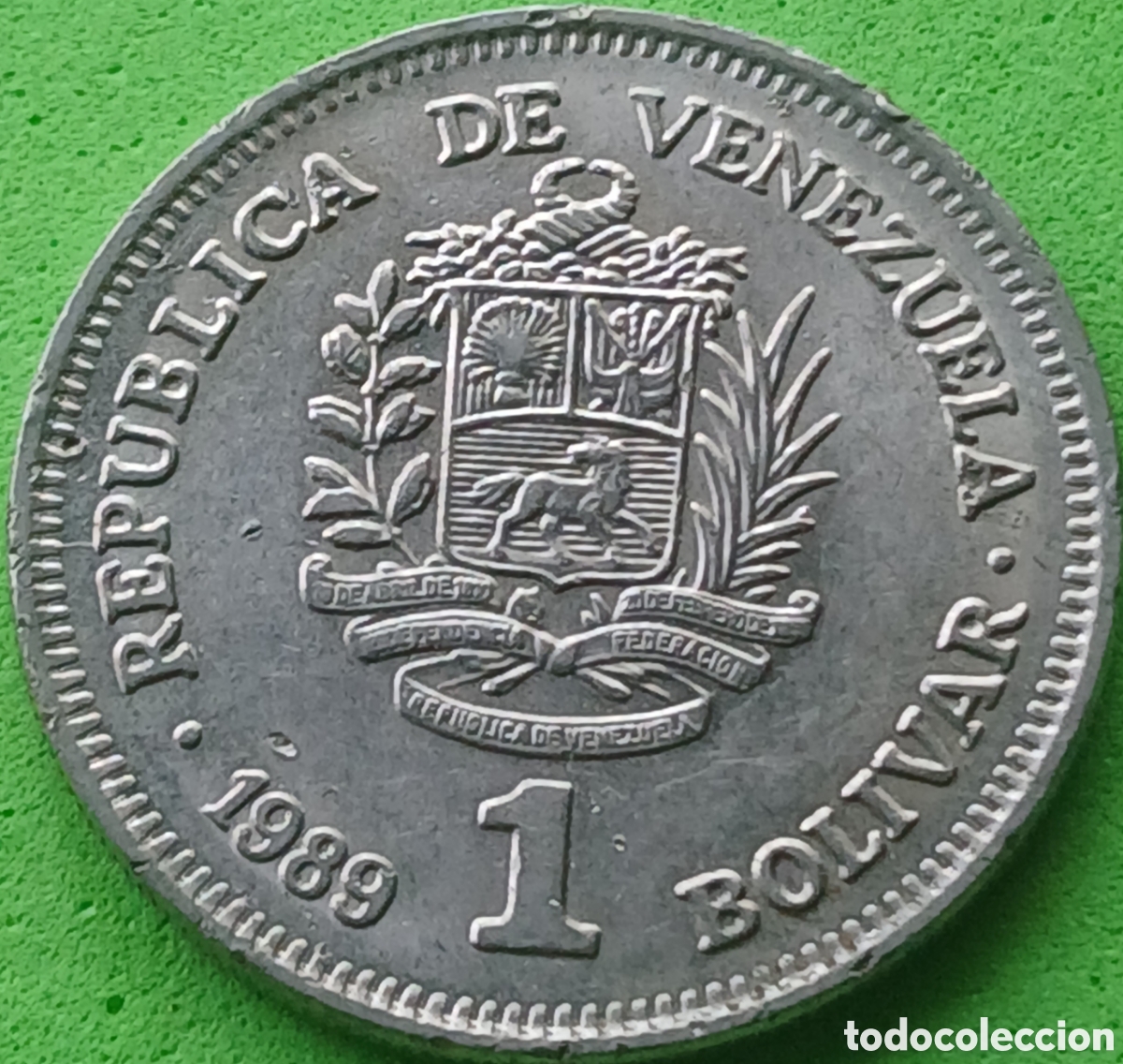Monedas antiguas de Am&eacute;rica: Venezuela 1 bolivar 1989 Y#52a letra gruesa