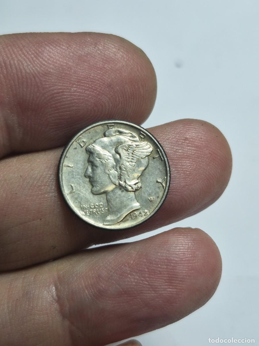 Monedas antiguas de Am&eacute;rica: NT/ ESTADOS UNIDOS DIME 1942 PLATA CON PARTE DEL BRILLO ORIGINAL (M1508)