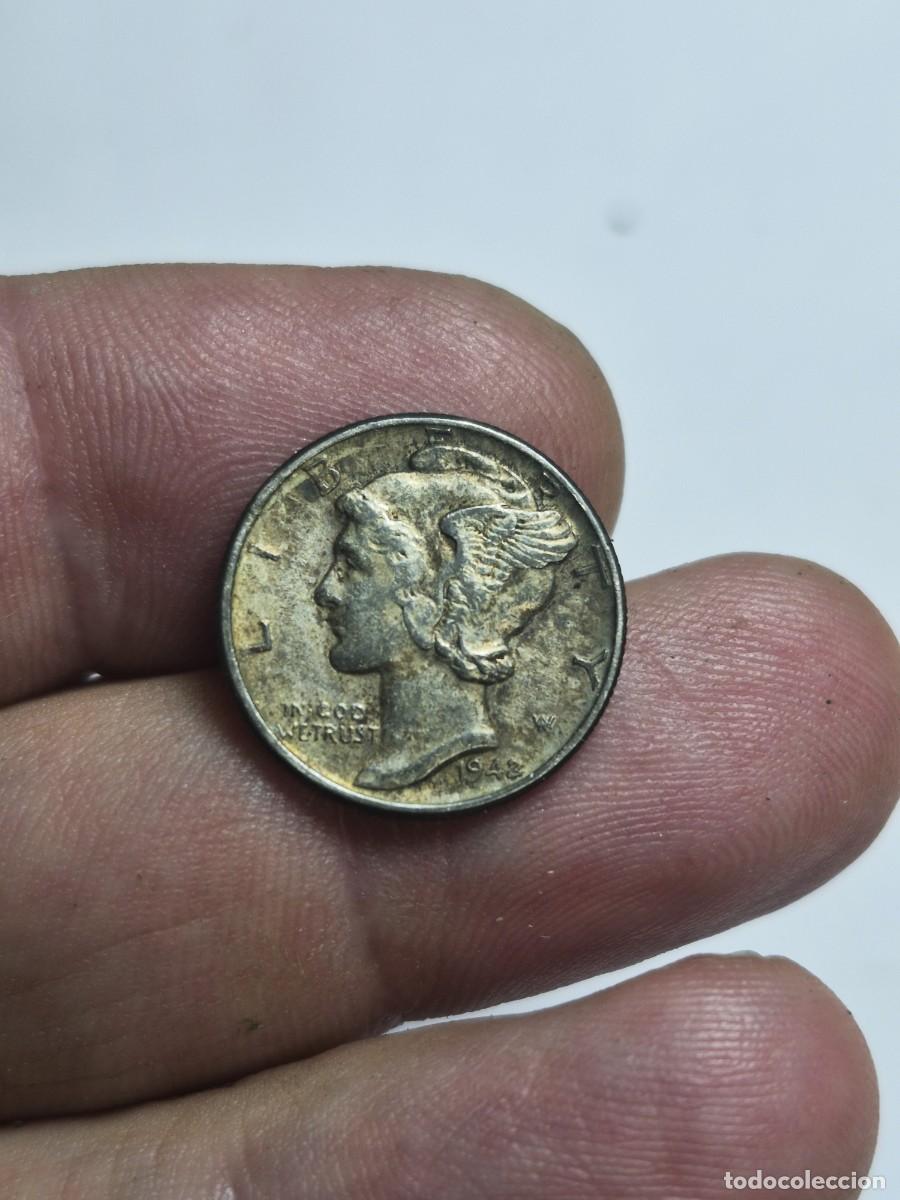Monedas antiguas de Am&eacute;rica: NT/ ESTADOS UNIDOS DIME 1942 PLATA CON PARTE DEL BRILLO ORIGINAL (M1509)