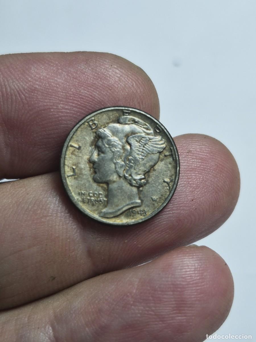 Monedas antiguas de Am&eacute;rica: NT/ ESTADOS UNIDOS DIME 1943 PLATA RESTOS BRILLO ORIGINAL (M1511)
