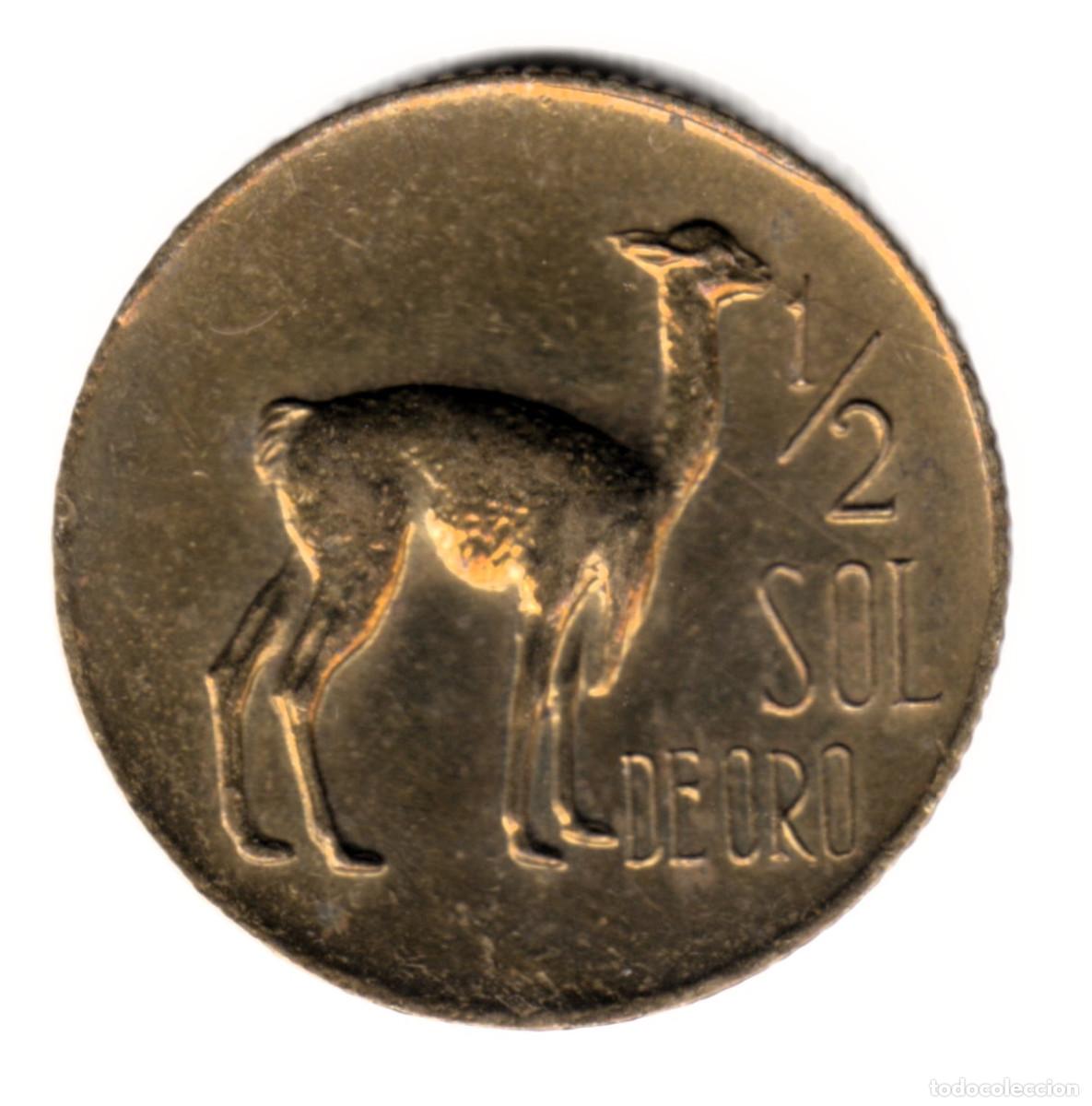 Monnaies anciennes d'Am&eacute;rique: PERU 1/2 sol de oro 1967 Vicu&ntilde;a