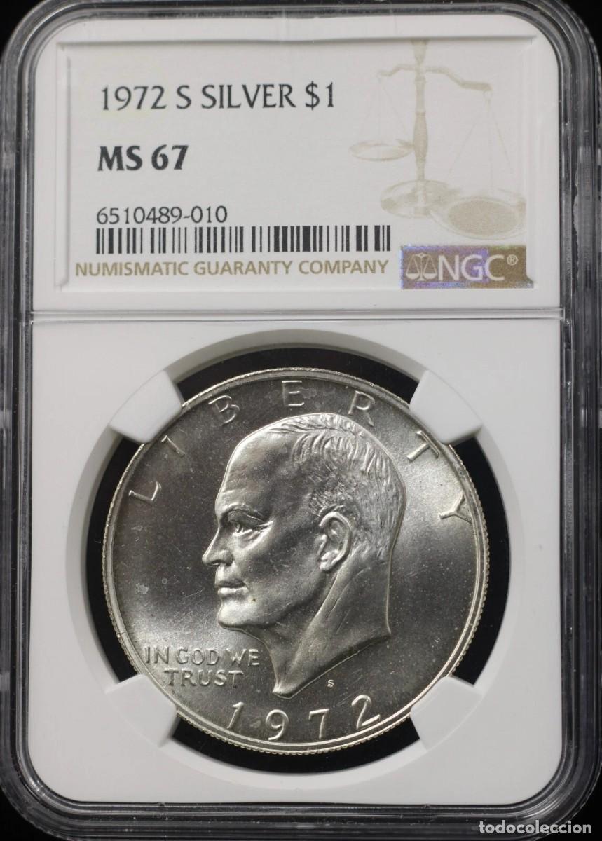 Monedas antiguas de Am&eacute;rica: USA. 1 D&Oacute;LAR EISENHOWER PLATA 1972. S. FRANCISCO. NGC MS 67. SC. SIN CIRCULAR.