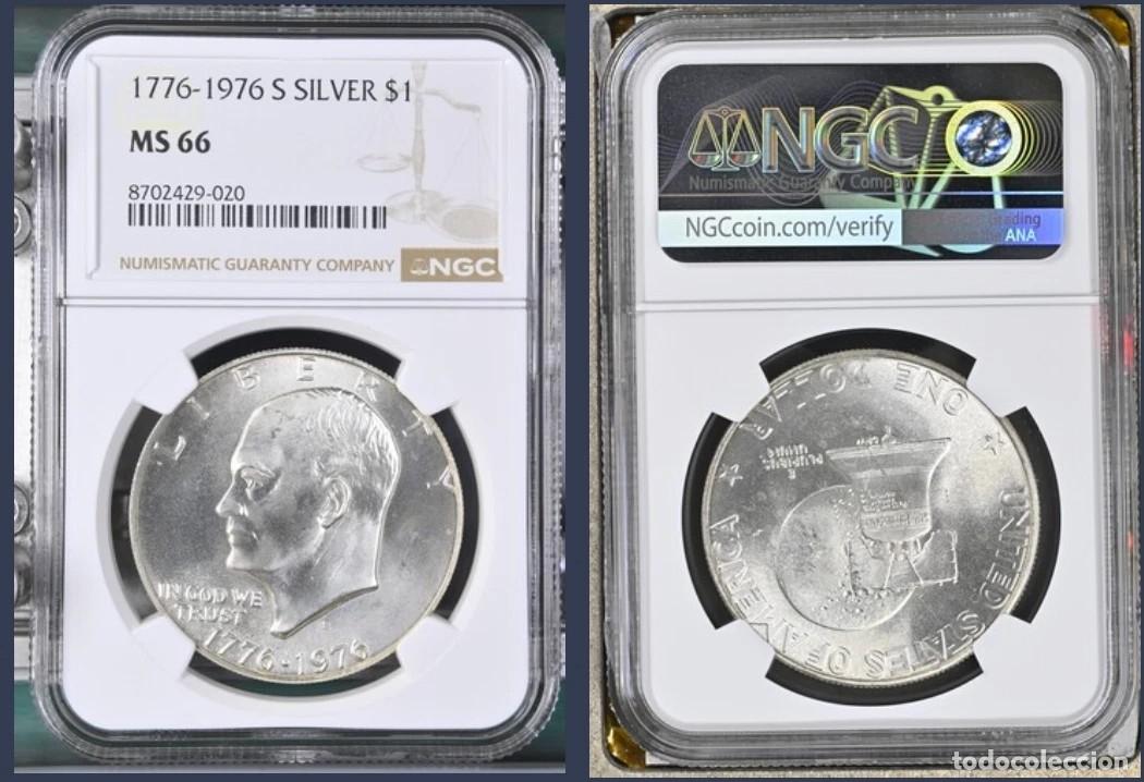Monedas antiguas de Am&eacute;rica: USA. 1 D&Oacute;LAR PLATA EISENHOWER 1976. SAN FRANCISCO. NGC MS 66. SIN CIRCULAR. SC.