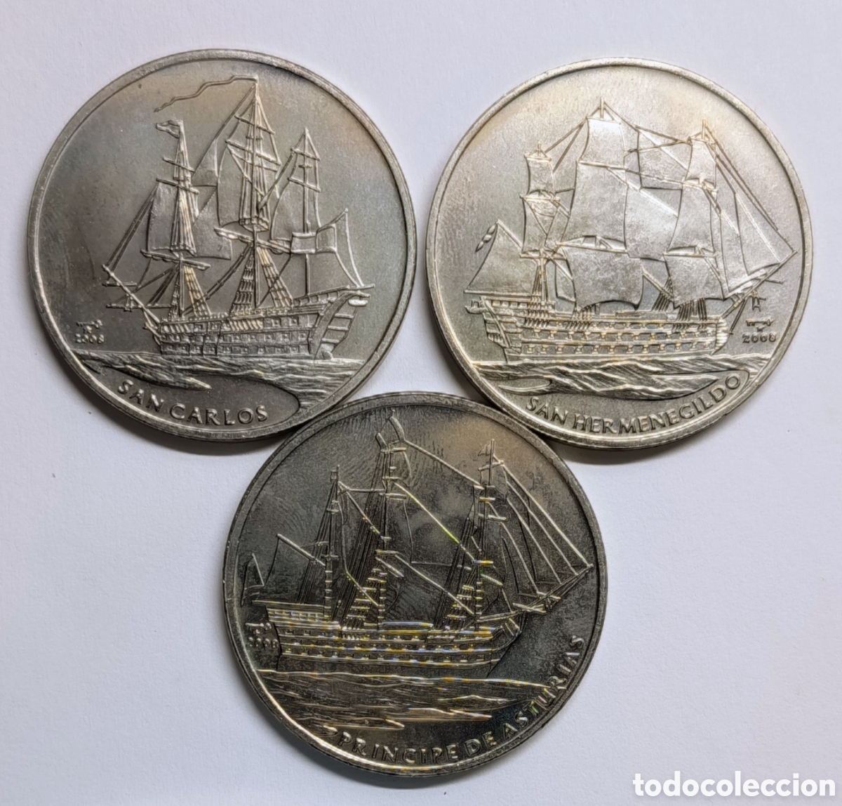 Monedas antiguas de Am&eacute;rica: CUBA. 3 MONEDAS DE UN PESO. 2008. &ldquo;VELEROS&rdquo;. COBRE-N&Iacute;QUEL