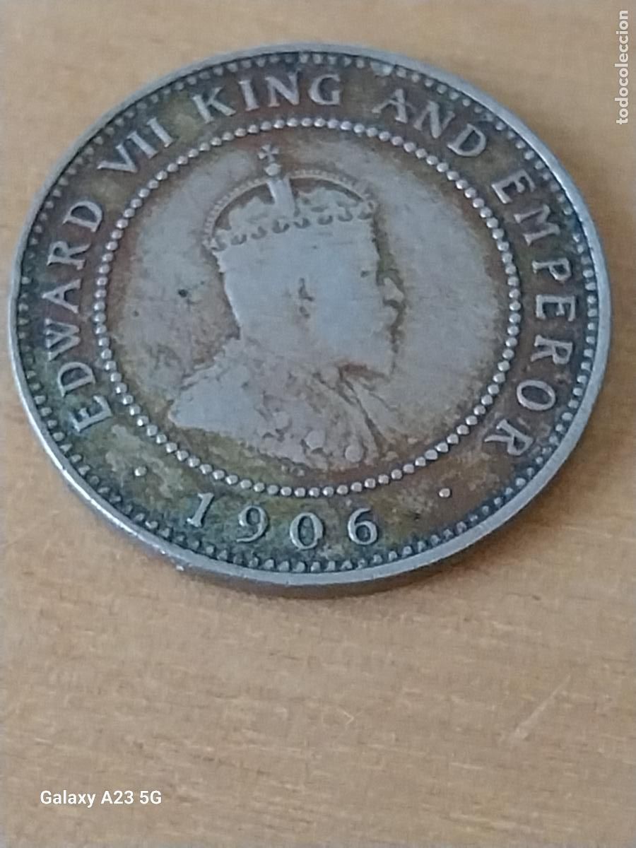 Monedas antiguas de Am&eacute;rica: 1906 JAMAICA EDWARD VII EMPEROR HALF PENNY MEDIO PENIQUE EDUARDO VII MONEDA COLONIAS ORIGINAL