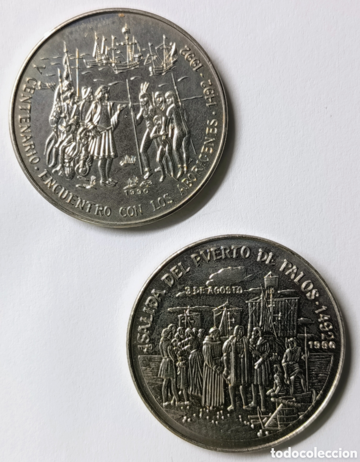 Monedas antiguas de Am&eacute;rica: CUBA. 2 MONEDAS DE UN PESO. 1990. &ldquo;DESCUBRIMIENTO&rdquo;. COBRE-N&Iacute;QUEL. RARAS