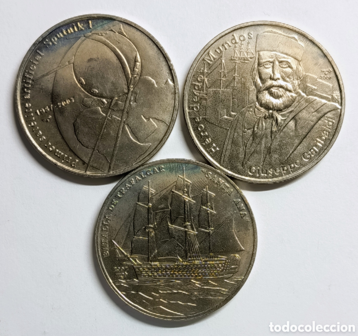 Monedas antiguas de Am&eacute;rica: CUBA. 3 MONEDAS DE UN PESO. 2007. COBRE-N&Iacute;QUEL. GARIBALDI - SANTA ANA &ndash; SPUTNIK 1