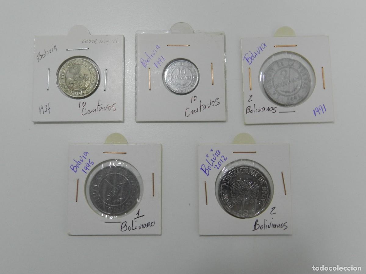 Monedas antiguas de Am&eacute;rica: Lote de 5 monedas de Bolivia