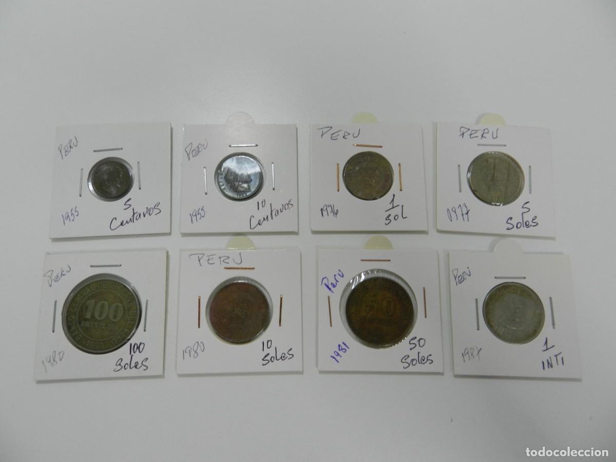 Monedas antiguas de Am&eacute;rica: Lote de 8 monedas de Peru