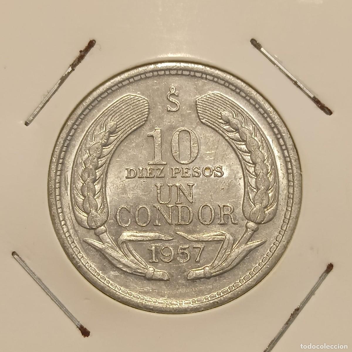Monedas antiguas de Am&eacute;rica: Chile, 10 Pesos - 1 Condor 1957