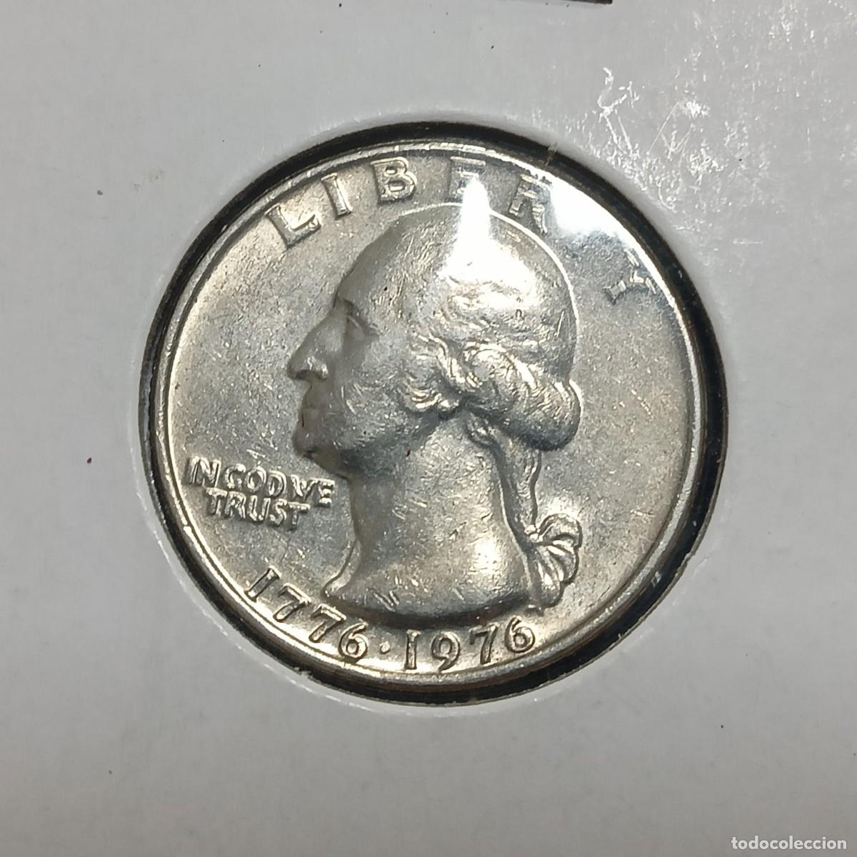 Monedas antiguas de Am&eacute;rica: Quarter (25 Centavos) Estados Unidos 1976