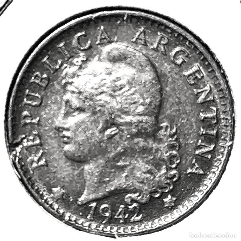 Monedas antiguas de Am&eacute;rica: ARGENTINA (1881-1969) - 5 CENTAVOS 1942 - PESO - C - 2 GR. COBRE-NICKEL - DIAMETRO 17 mm - KM#34