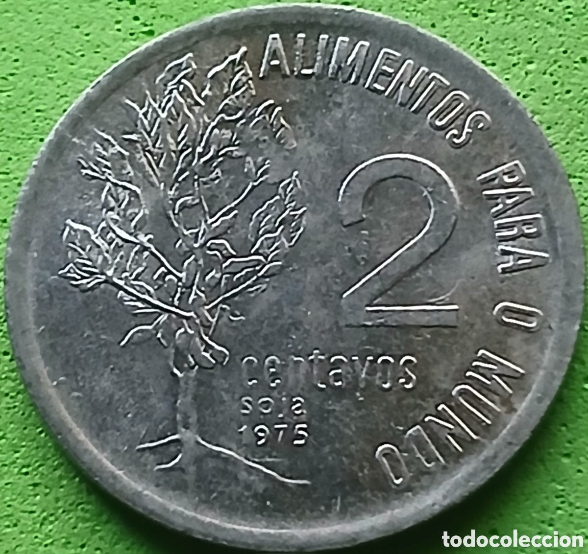 Monedas antiguas de Am&eacute;rica: Brasil 2 centavos 1975 km#586 Soya FAO