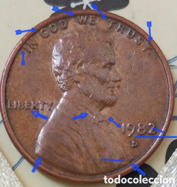 Monedas antiguas de Am&eacute;rica: Lincoln Cent 1982-D 3,1g Cobre Small Date Errores