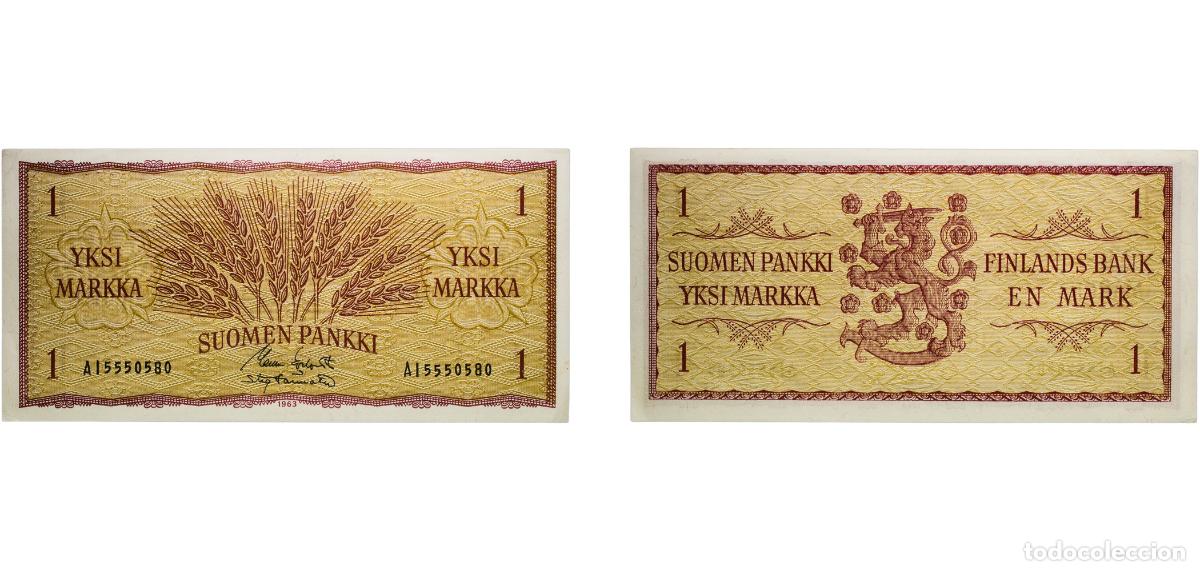 Monedas antiguas de Am&eacute;rica: Finland Republic 1963 1 Markka Paper AU P 98