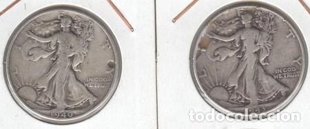 Monedas antiguas de Am&eacute;rica: ESTADOS UNIDOS. Monedas de &frac12;$ de Plata de 1940 y 1943. BC.