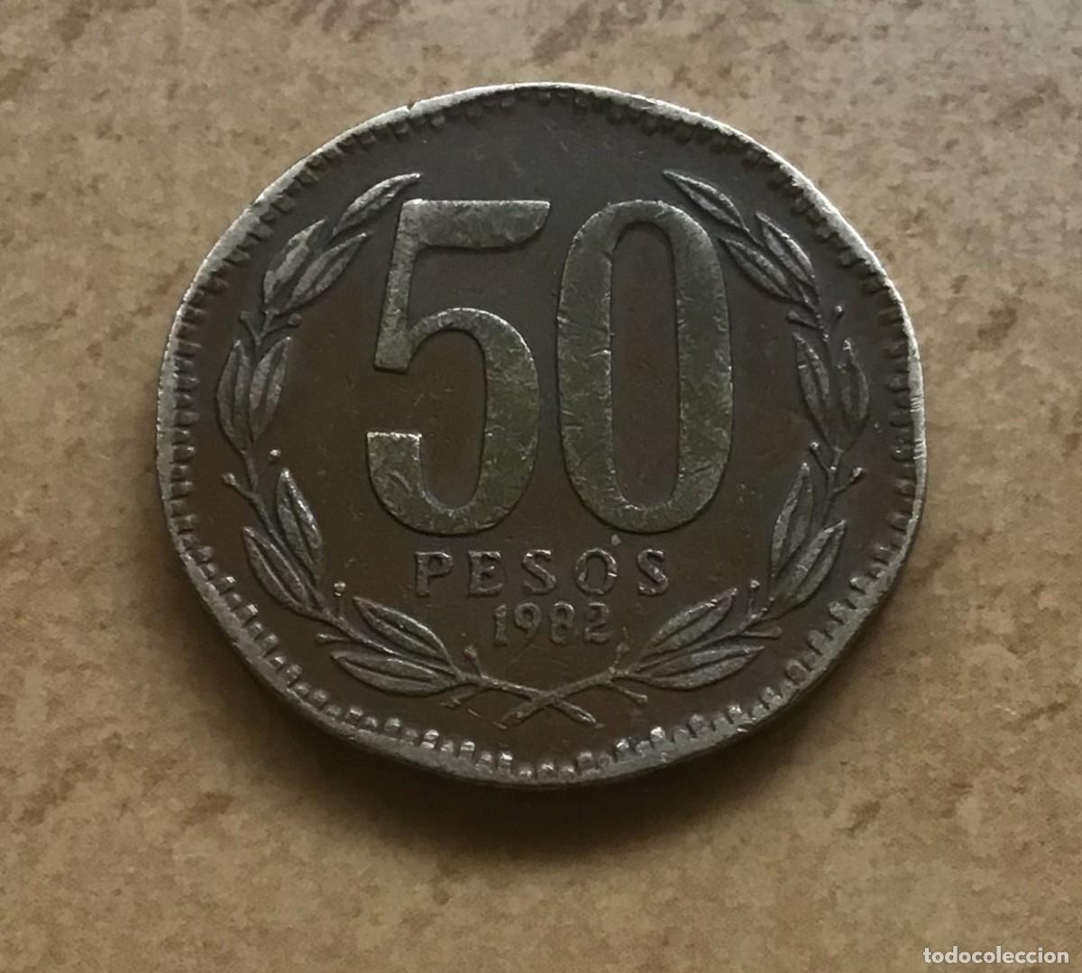 Monedas antiguas de Am&eacute;rica: 50 pesos de Chile. A&ntilde;o 1982