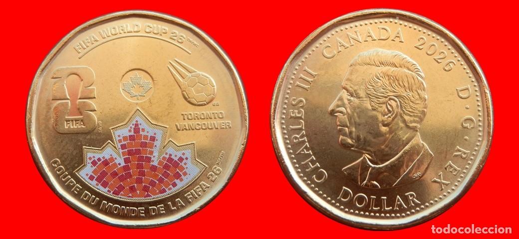 Monedas antiguas de Am&eacute;rica: 1 DOLAR 2026 FIFA COLOREADA SIN CIRCULAR CANADA-9199SC