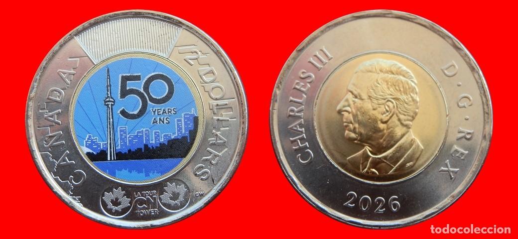 Monedas antiguas de Am&eacute;rica: 2 DOLARES 2026 TOWER COLOREADA SIN CIRCULAR CANADA-9202SC