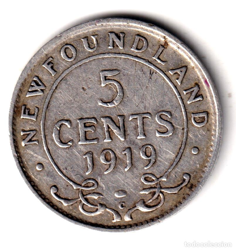 Monedas antiguas de Am&eacute;rica: TERRANOVA territorio canadiense 5 cents plata 1919 C - NEW FOUNDLAND Rey Jorge V