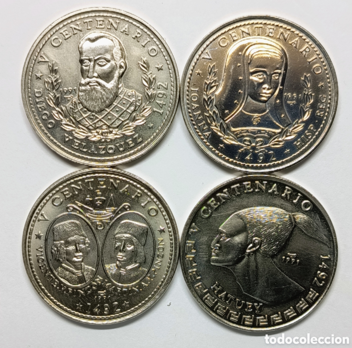 Monedas antiguas de Am&eacute;rica: CUBA. SERIE &ldquo;V CENTENARIO&rdquo;. 4x1 PESO. 1990. COBRE-N&Iacute;QUEL. RARAS