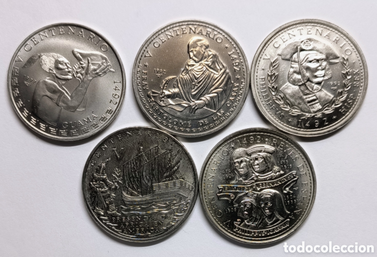 Monedas antiguas de Am&eacute;rica: CUBA. SERIE &ldquo;V CENTENARIO&rdquo;. 5x1 PESO. 1992. COBRE-N&Iacute;QUEL. RARAS