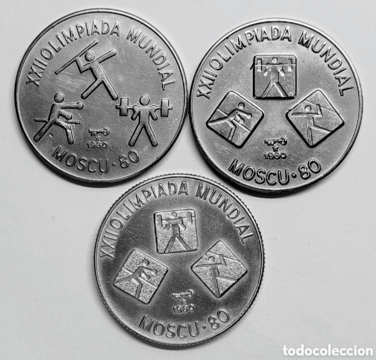 Monedas antiguas de Am&eacute;rica: CUBA. &ldquo;XII OLIMPIADA DE MOSC&Uacute; 80&rdquo;. MONEDA 5 PESOS DE PLATA + 2x1 PESO COBRE-N&Iacute;QUEL