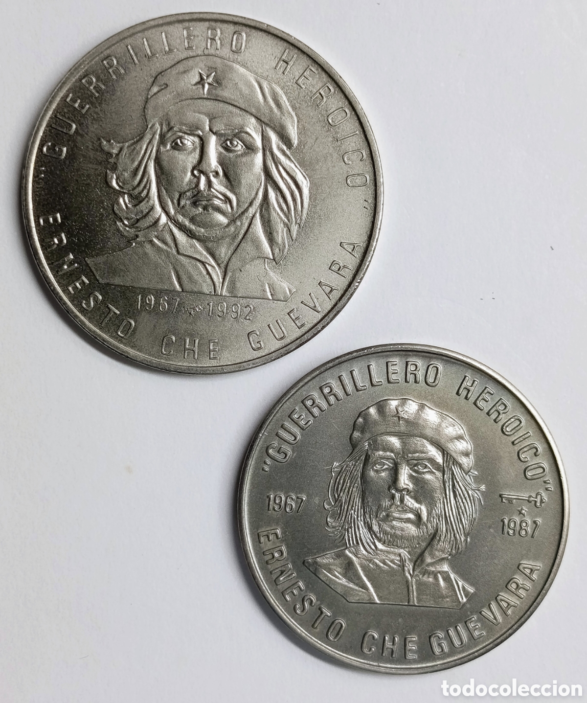 Monedas antiguas de Am&eacute;rica: CUBA. 2x1 PESO &ldquo;ERNESTO CHE GUEVARA&rdquo;. 1987 Y 1992 COBRE-N&Iacute;QUEL