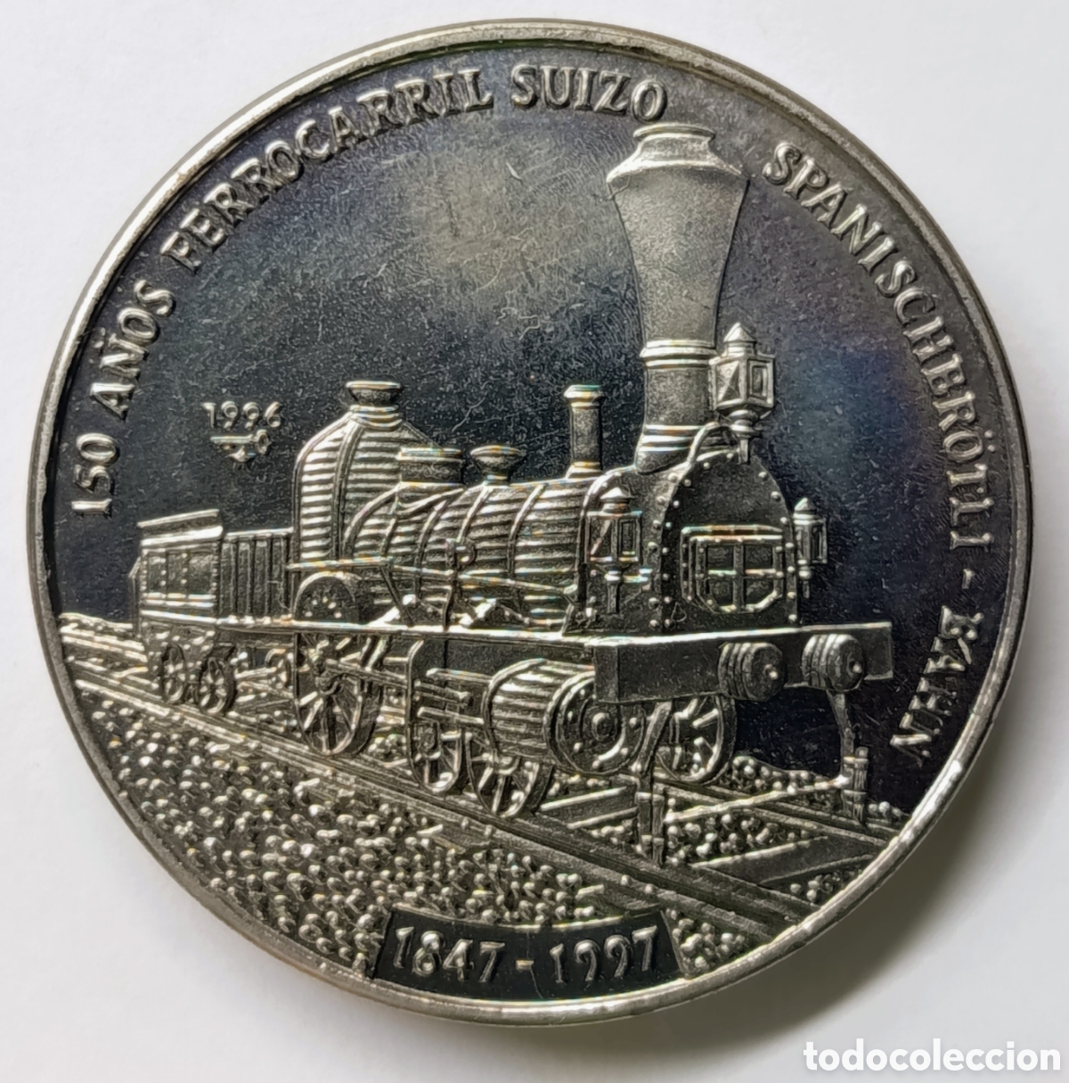 Monedas antiguas de Am&eacute;rica: CUBA. 1 PESO 1996 &ldquo;150 A&Ntilde;OS FERROCARRIL SUIZO&rdquo;. COBRE-N&Iacute;QUEL. RARA