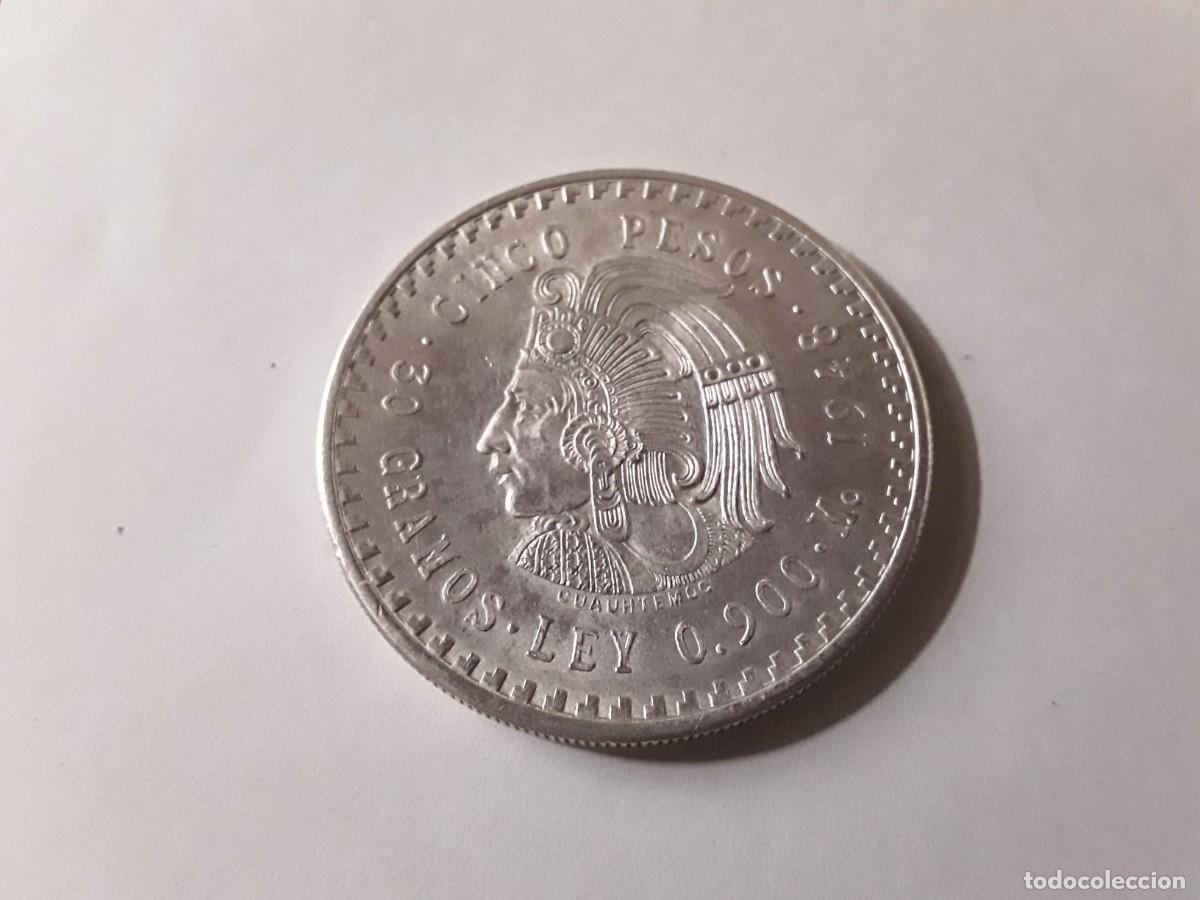 Monedas antiguas de Am&eacute;rica: MEXICO - 5 PESOS DE PLATA CUAUHTEMOC A&Ntilde;O 1948.