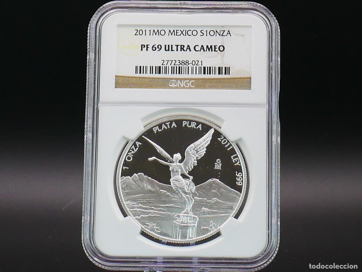 Monedas antiguas de Am&eacute;rica: M&eacute;xico 2011 Libertad Proof 1 Onza Plata NGC PF69 Ultra Cameo