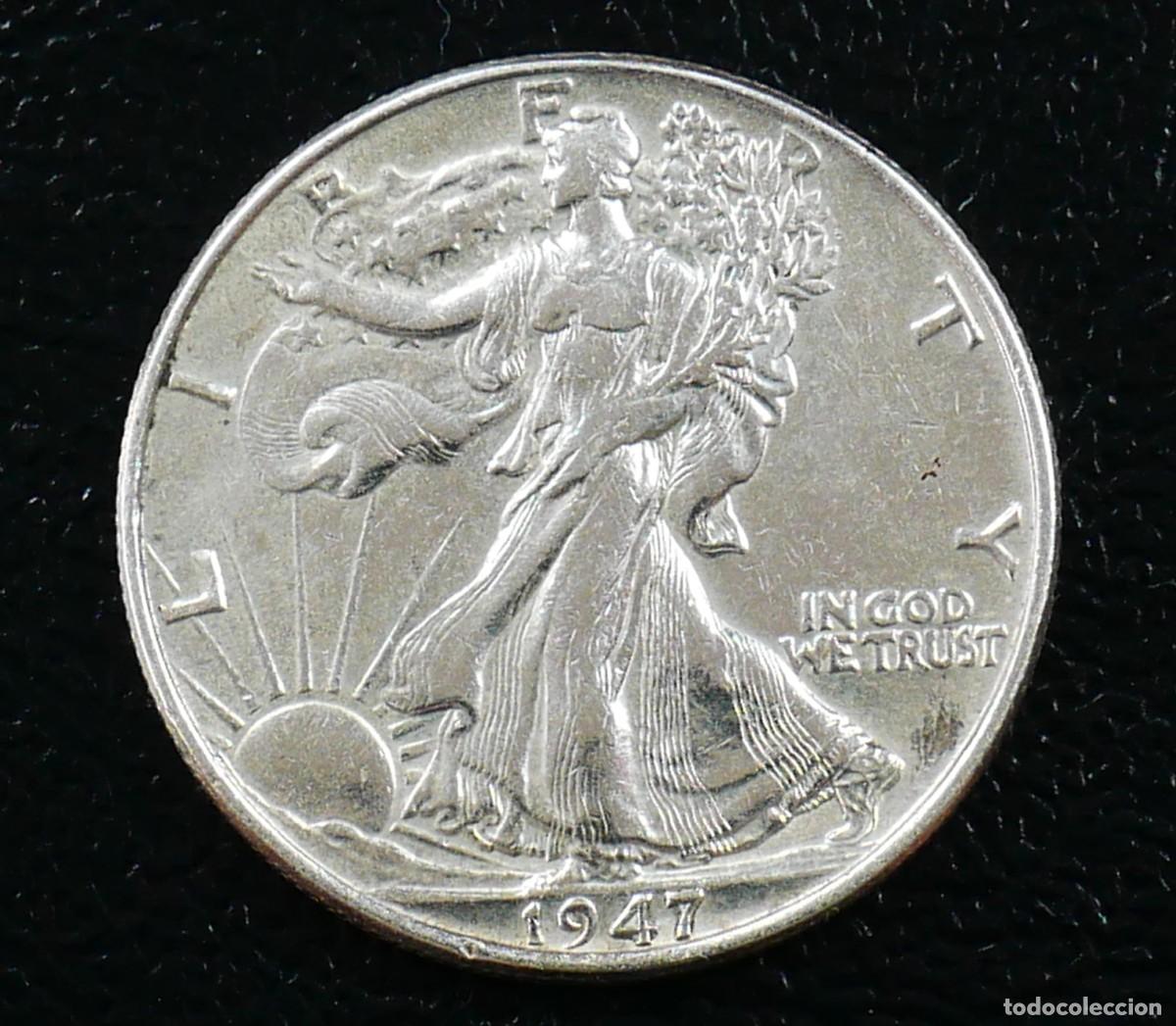 Monedas antiguas de Am&eacute;rica: Estados Unidos 1947 Walking Liberty Half Dollar &ndash; &frac12; D&oacute;lar Plata .900 &ndash; &Uacute;ltimo a&ntilde;o