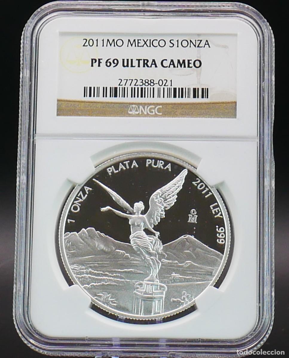 Monedas antiguas de Am&eacute;rica: M&eacute;xico 2011 Libertad Proof 1 Onza Plata NGC PF69 Ultra Cameo &ndash; Tirada 10.000
