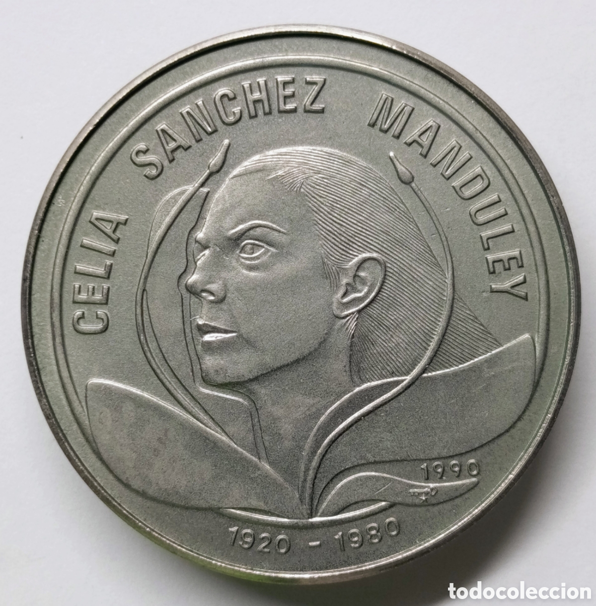 Monedas antiguas de Am&eacute;rica: CUBA. 1 PESO 1990 &ldquo;CELIA S&Aacute;NCHEZ MANDULEY&rdquo;. COBRE-N&Iacute;QUEL. RARA.
