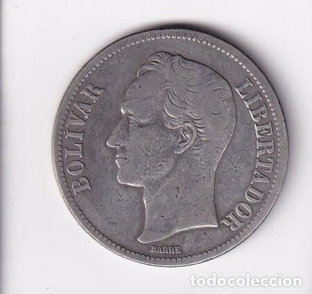 Monedas antiguas de Am&eacute;rica: VENEZUELA. Moneda de 5 Bol&iacute;vares de Plata de 1919. BC.